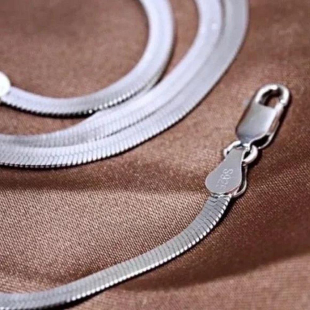 “20” 925 STERLING SILVER SNAKE FLATE NECKLACE - Picture 6 of 7